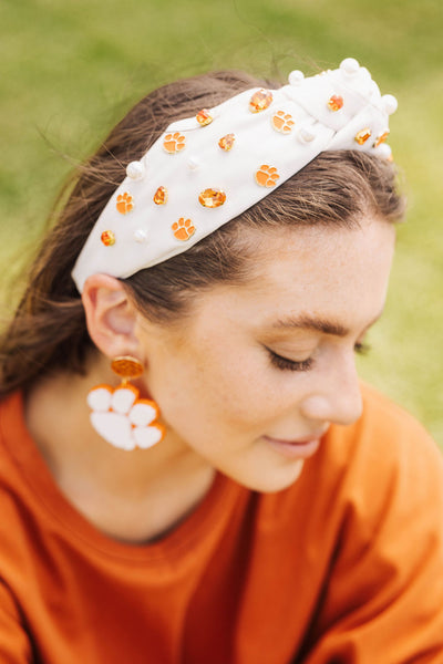 Clemson White Logo Headband