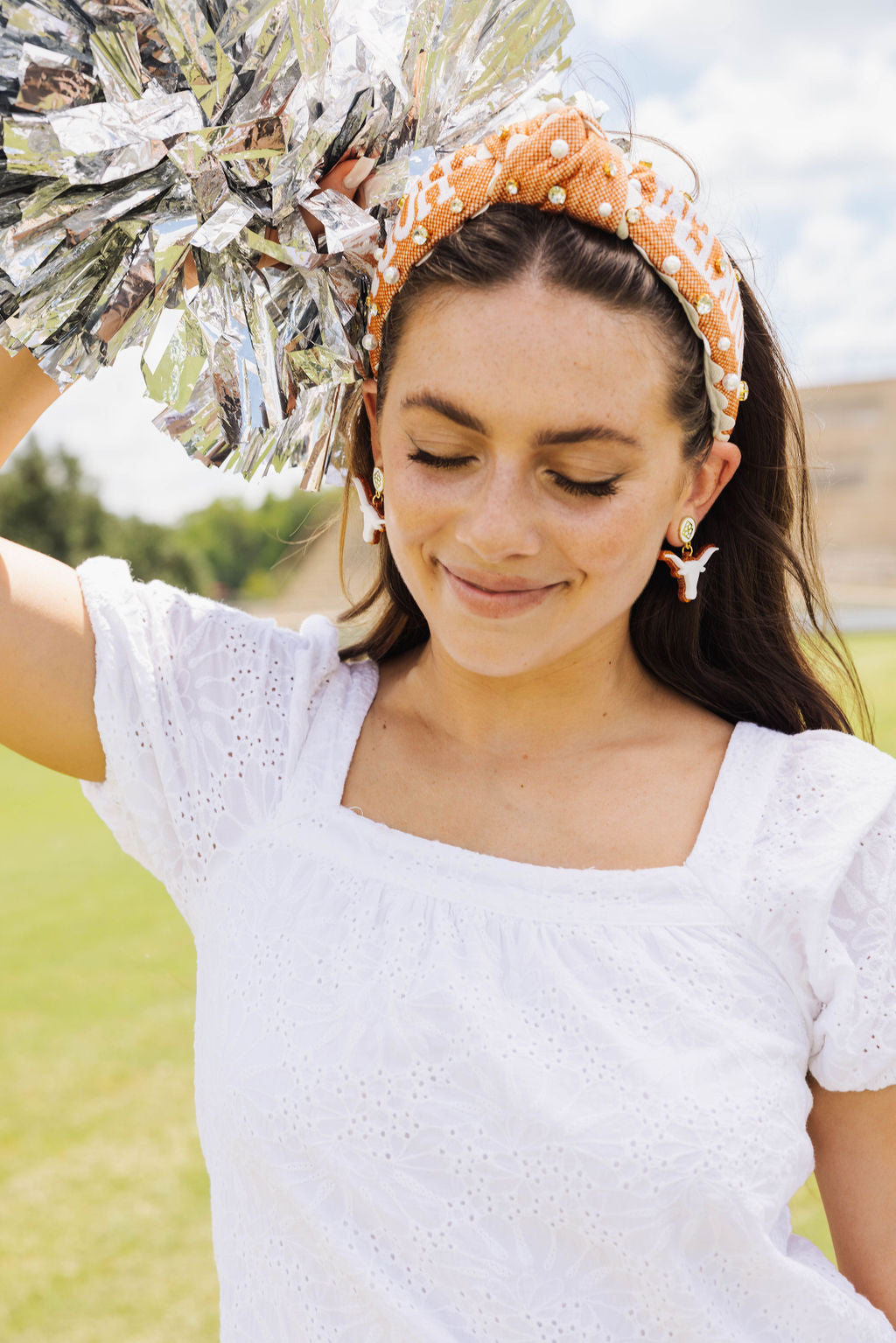 Texas White Longhorn Earrings