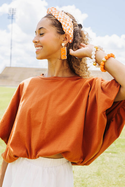 University of Tennessee Orange and White VOLS Earrings