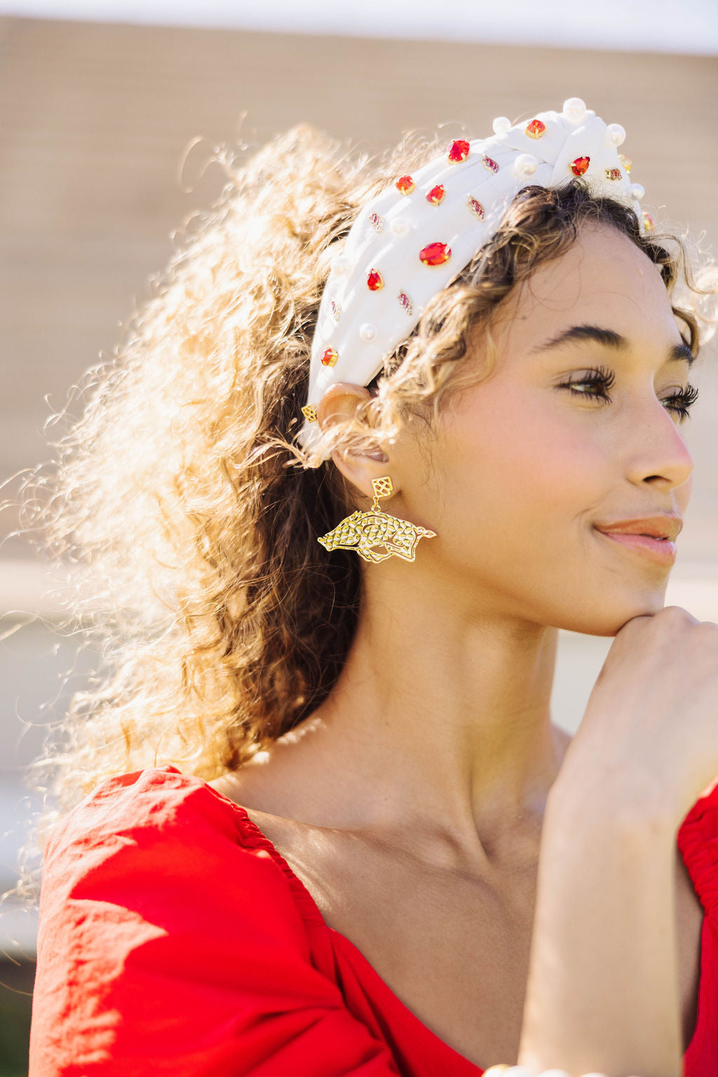 Arkansas Gold Running Razorback Earring with BC Logo