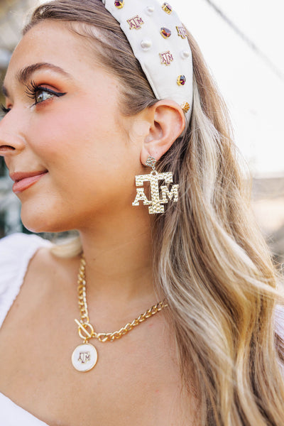 Texas A&M Silver Logo Earring with BC Logo