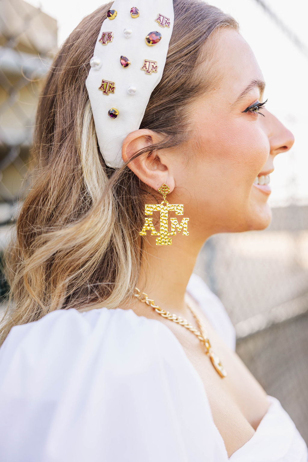 Texas A&M Gold Logo Earring with BC Logo