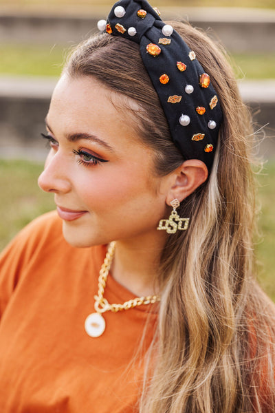 Oklahoma State Silver Logo Earring with BC Logo