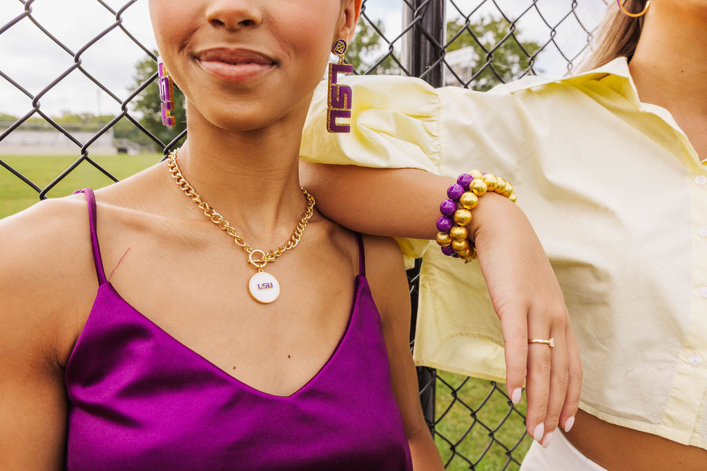 LSU Purple & Gold Glitter LSU Earrings