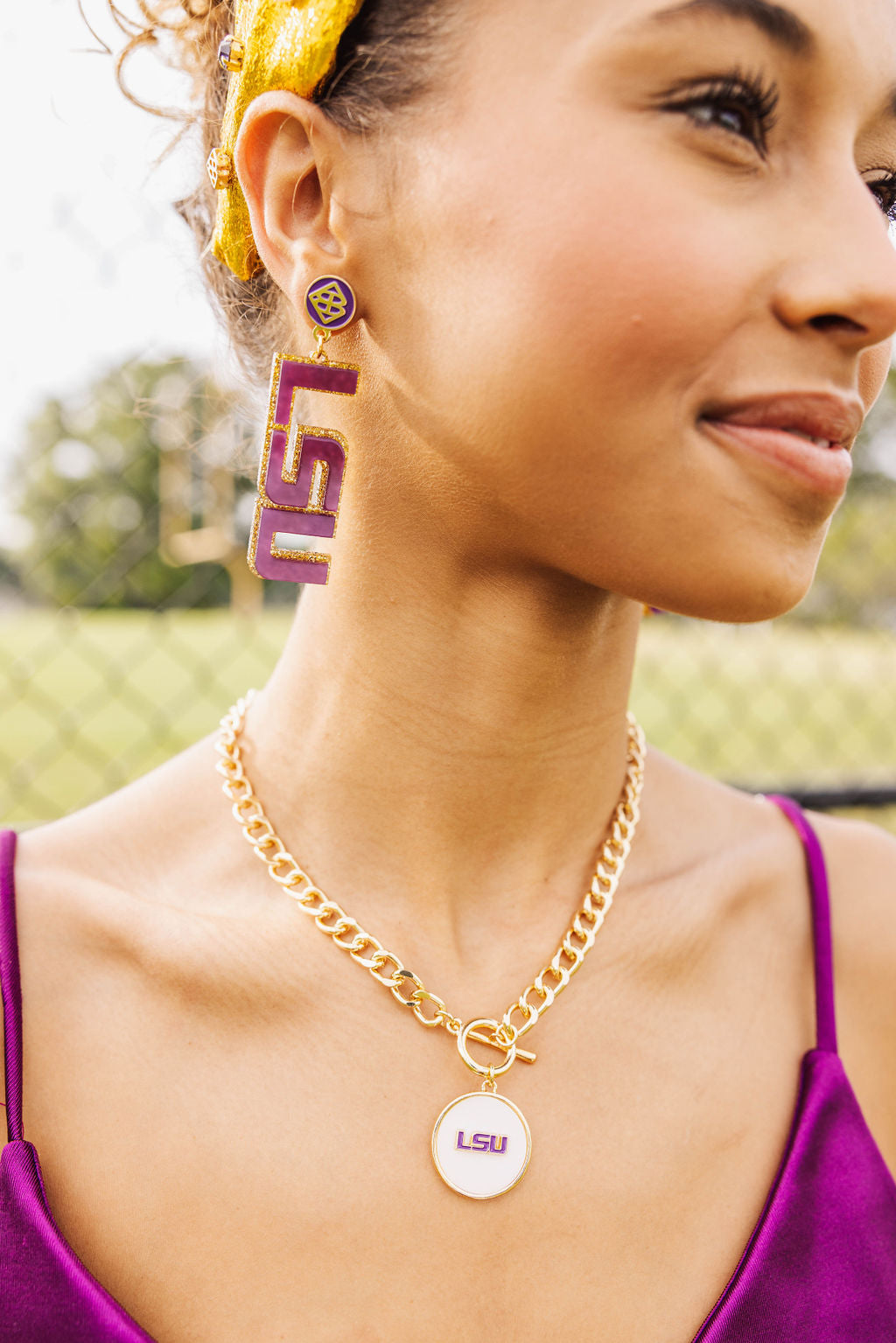 LSU Purple & Gold Glitter LSU Earrings