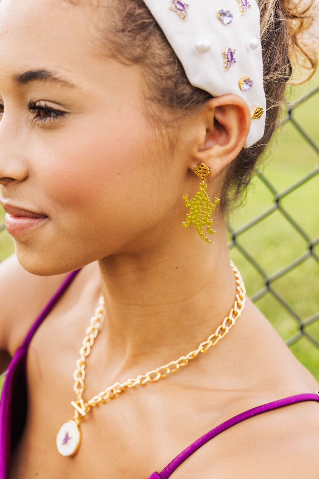 TCU Gold Horned Frog Earring with BC Logo