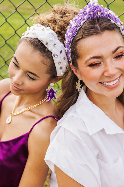 TCU White Logo Headband