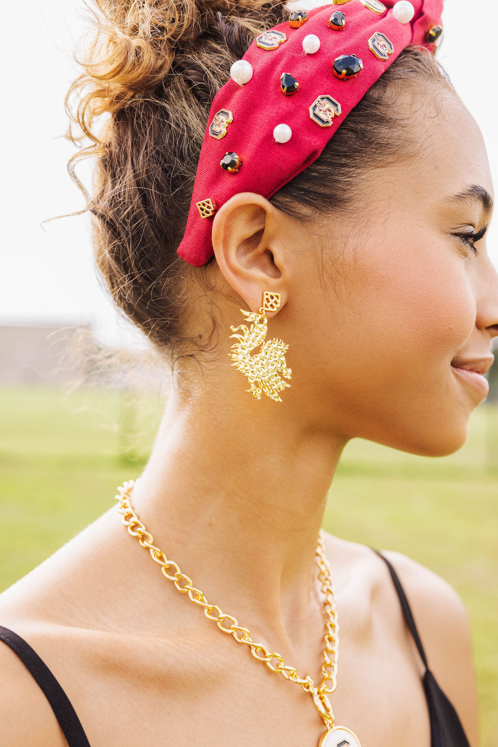 University of South Carolina Gold Gamecock Earring with BC Logo