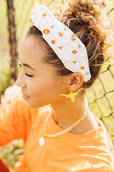 Texas Gold Longhorn Earring with BC Logo