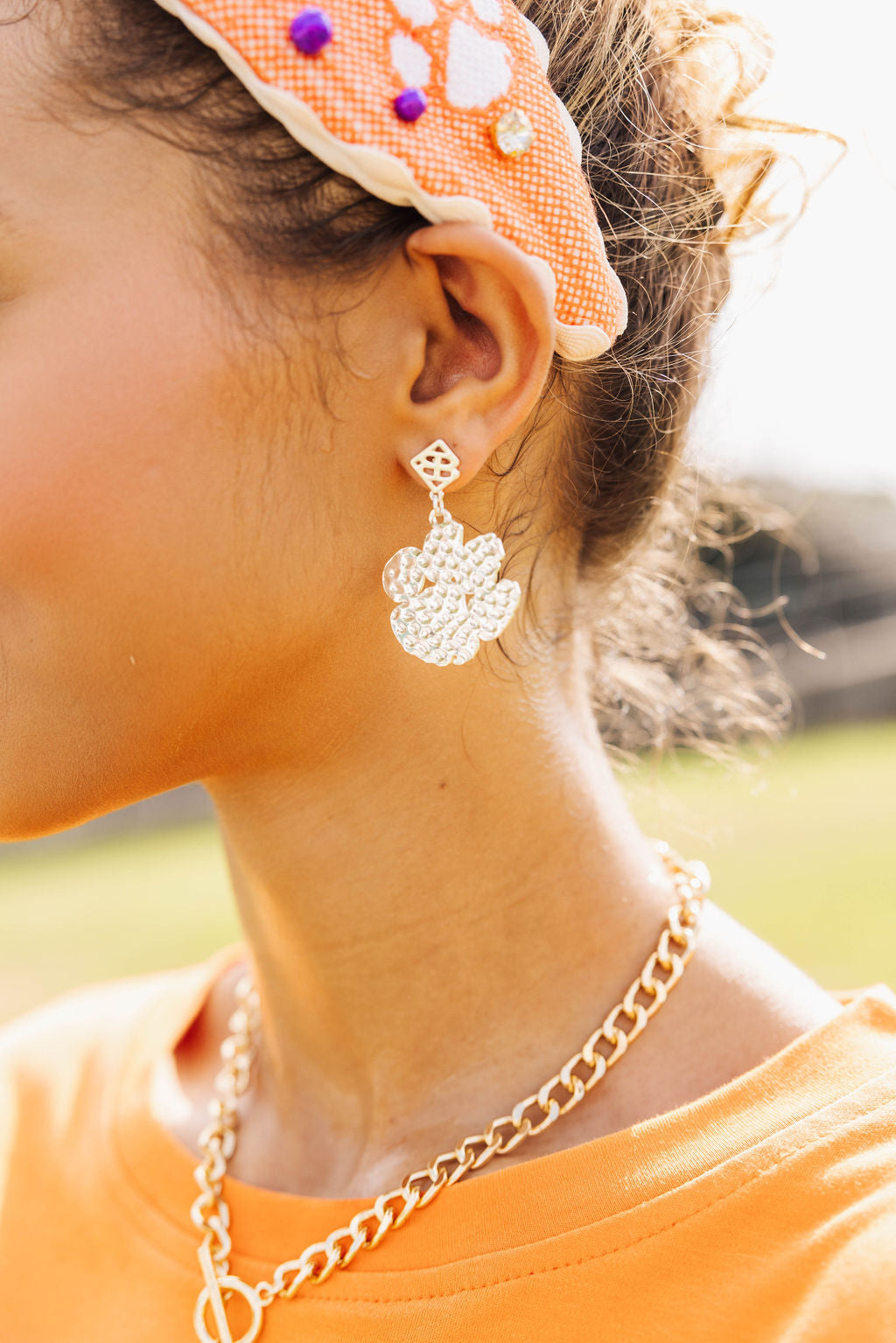 Clemson Silver Logo Earring with BC Logo