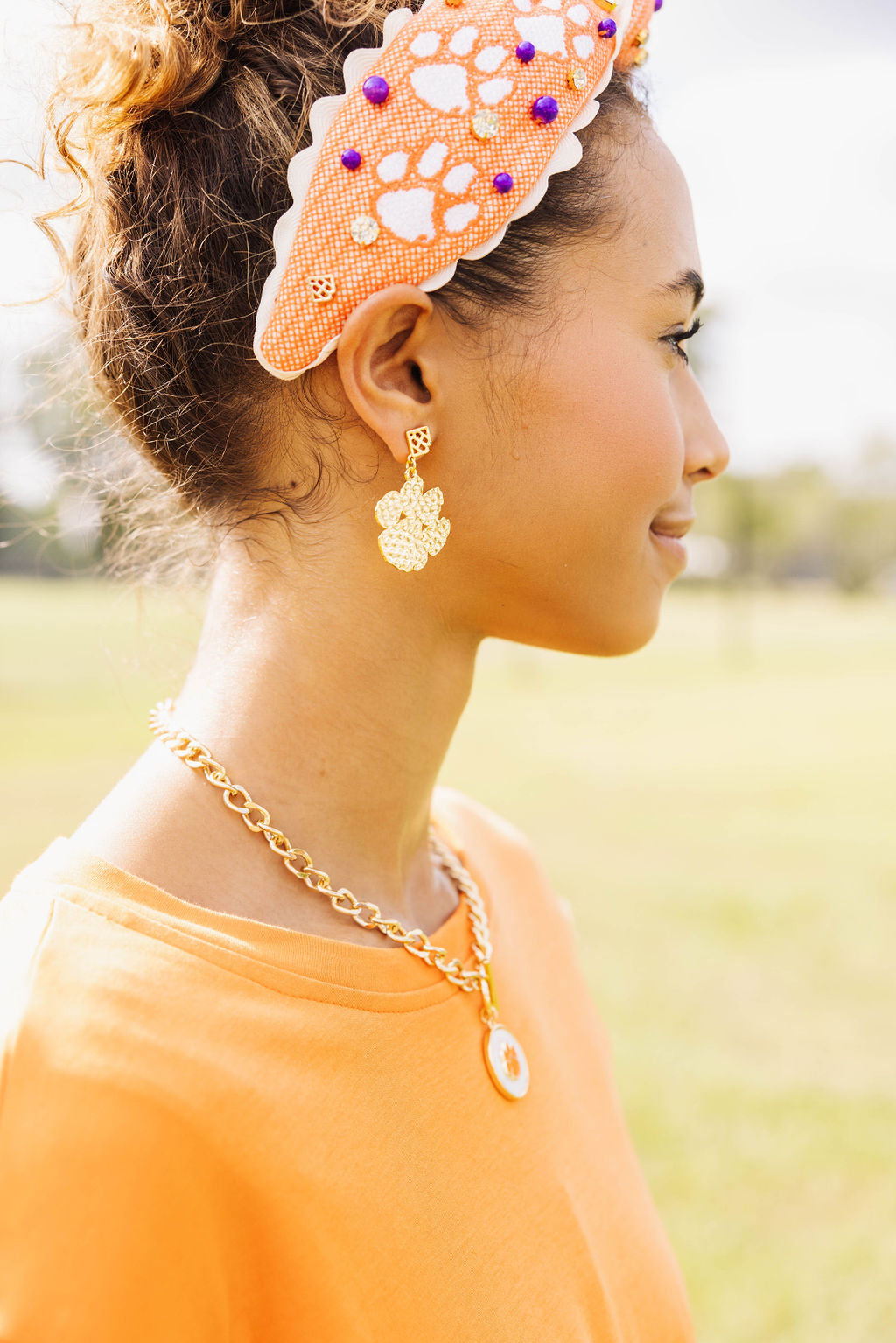 Clemson Gold Logo Earring with BC Logo