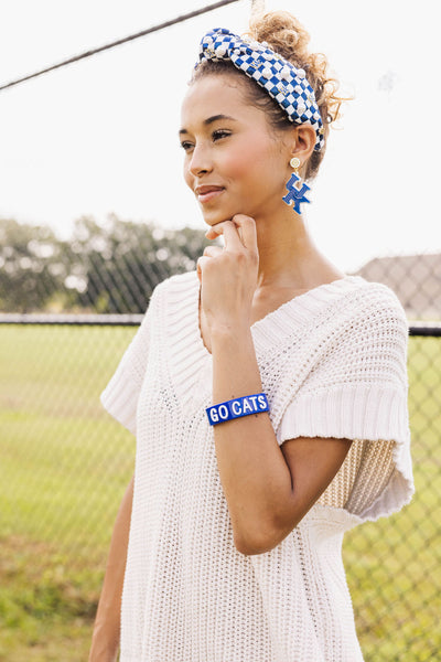 Kentucky Blue & White Checkerboard Logo Headband