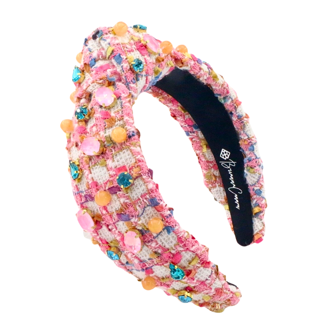 Adult Size Bubblegum Tweed Headband with Crystals