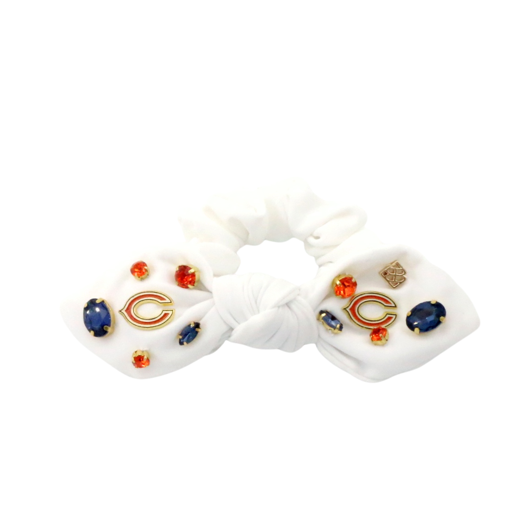 Chicago Bears White Logo Bow Scrunchie