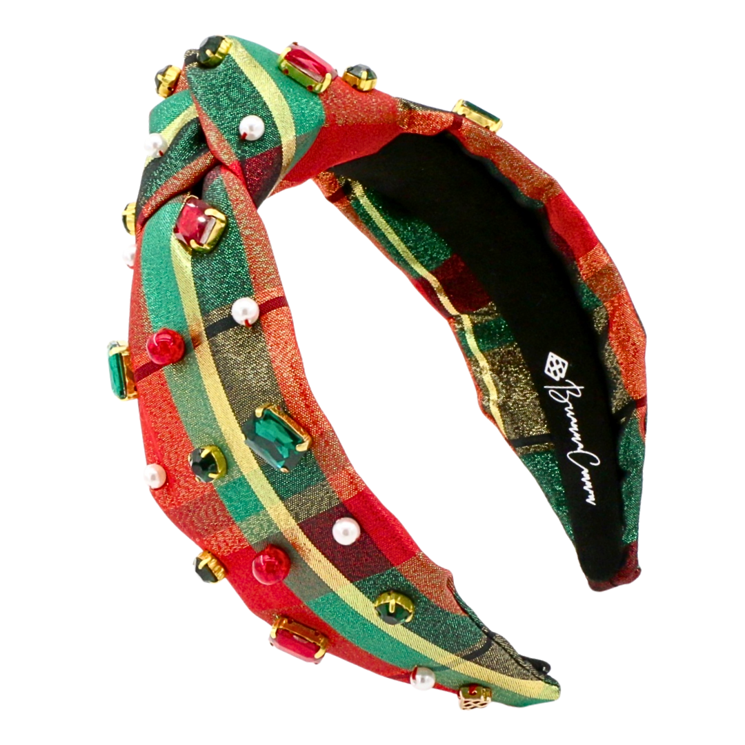 Adult Size Classic Christmas Shimmer Plaid Headband