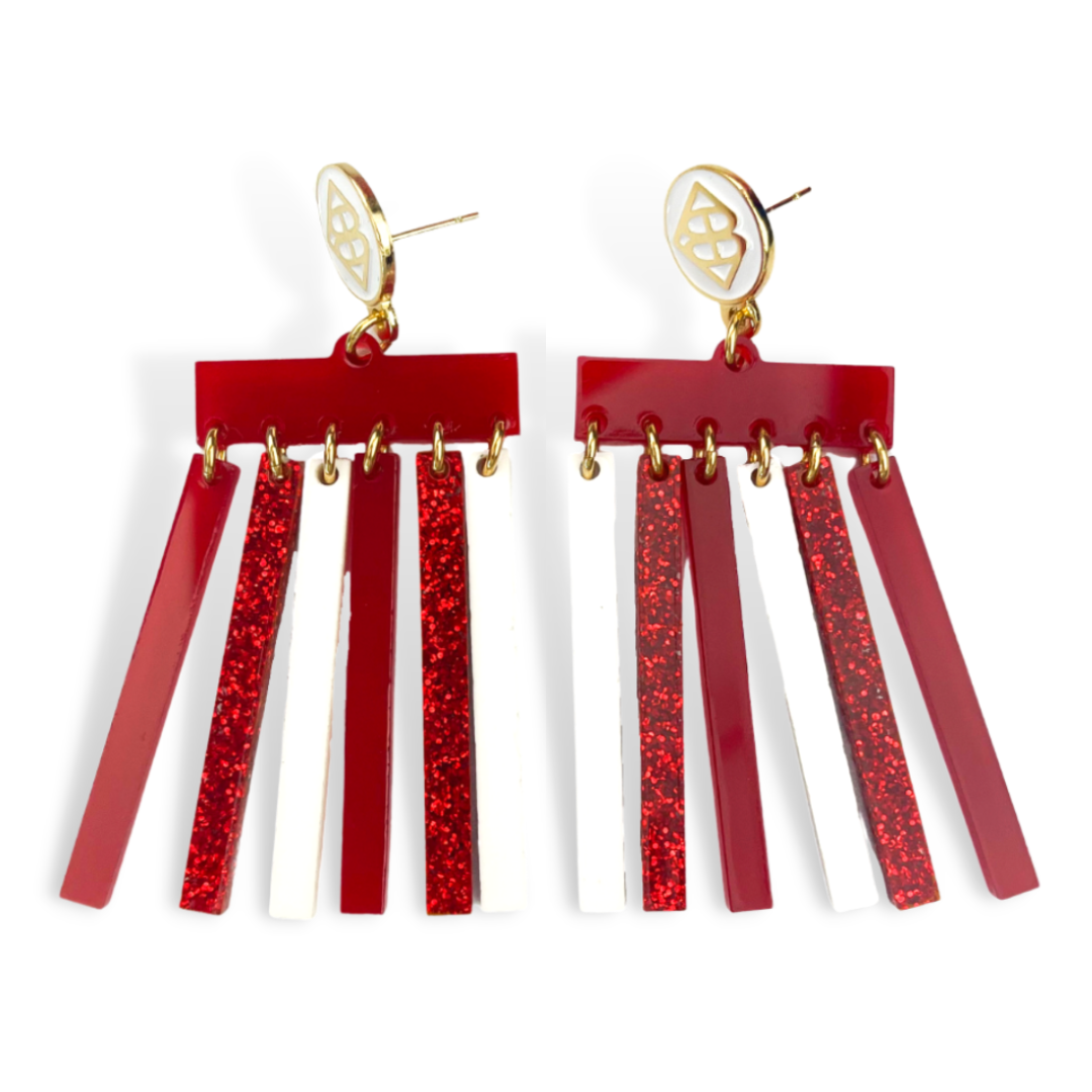 Crimson and White Mod Dangle Earrings