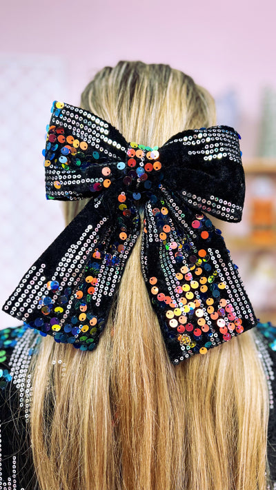 Black Disco Velvet Bow Barrette