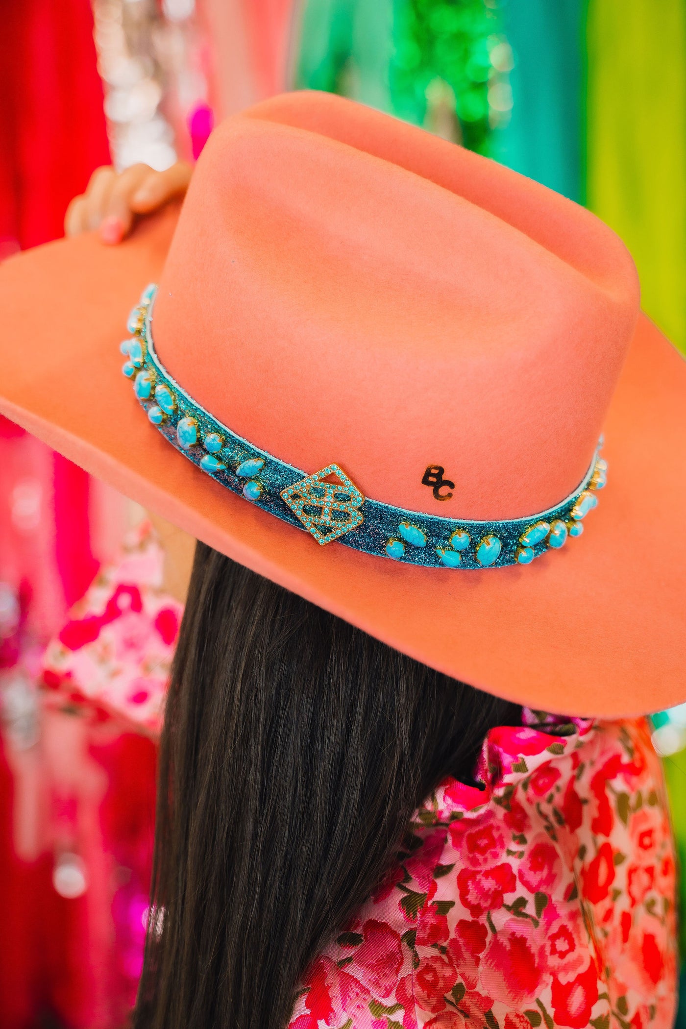 Blue Hat Band with Turquoise Stones