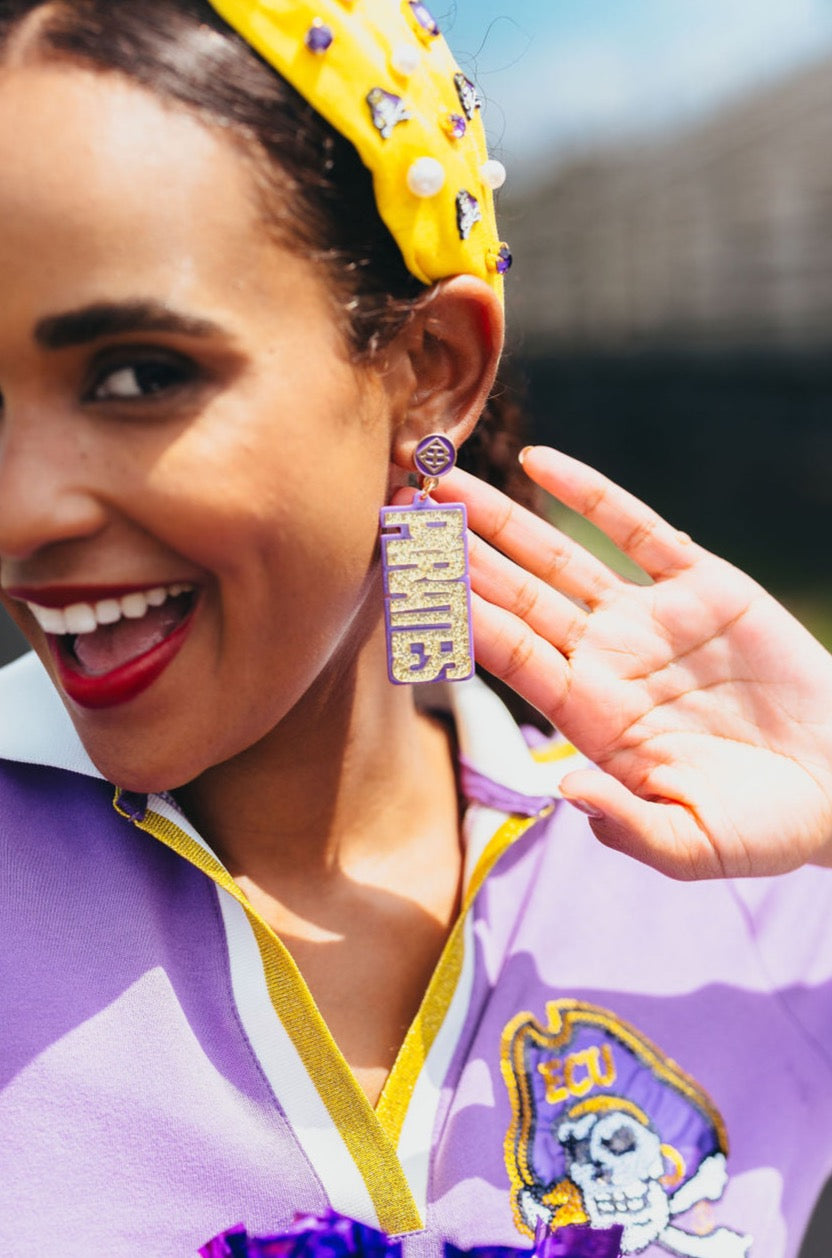 East Carolina Gold Glitter PIRATES Earrings