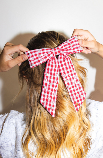 Picnic and Pearls Bow Barrette