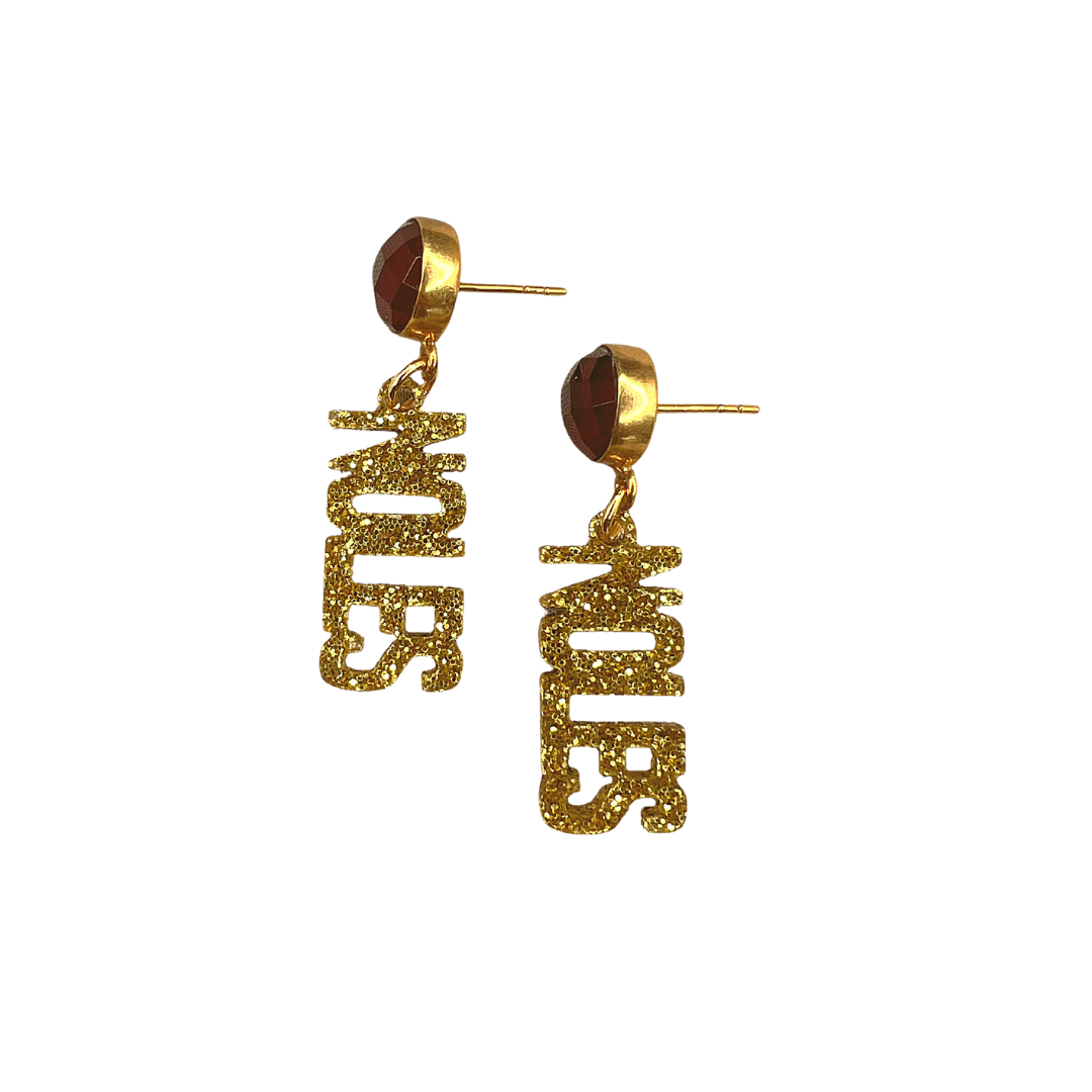 Florida State Mini Gold Glitter NOLES Earrings