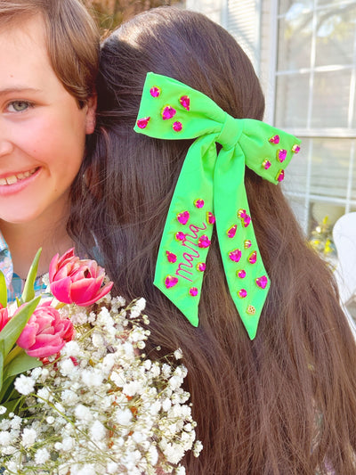 Mama Bow Barrette with Pink Crystals