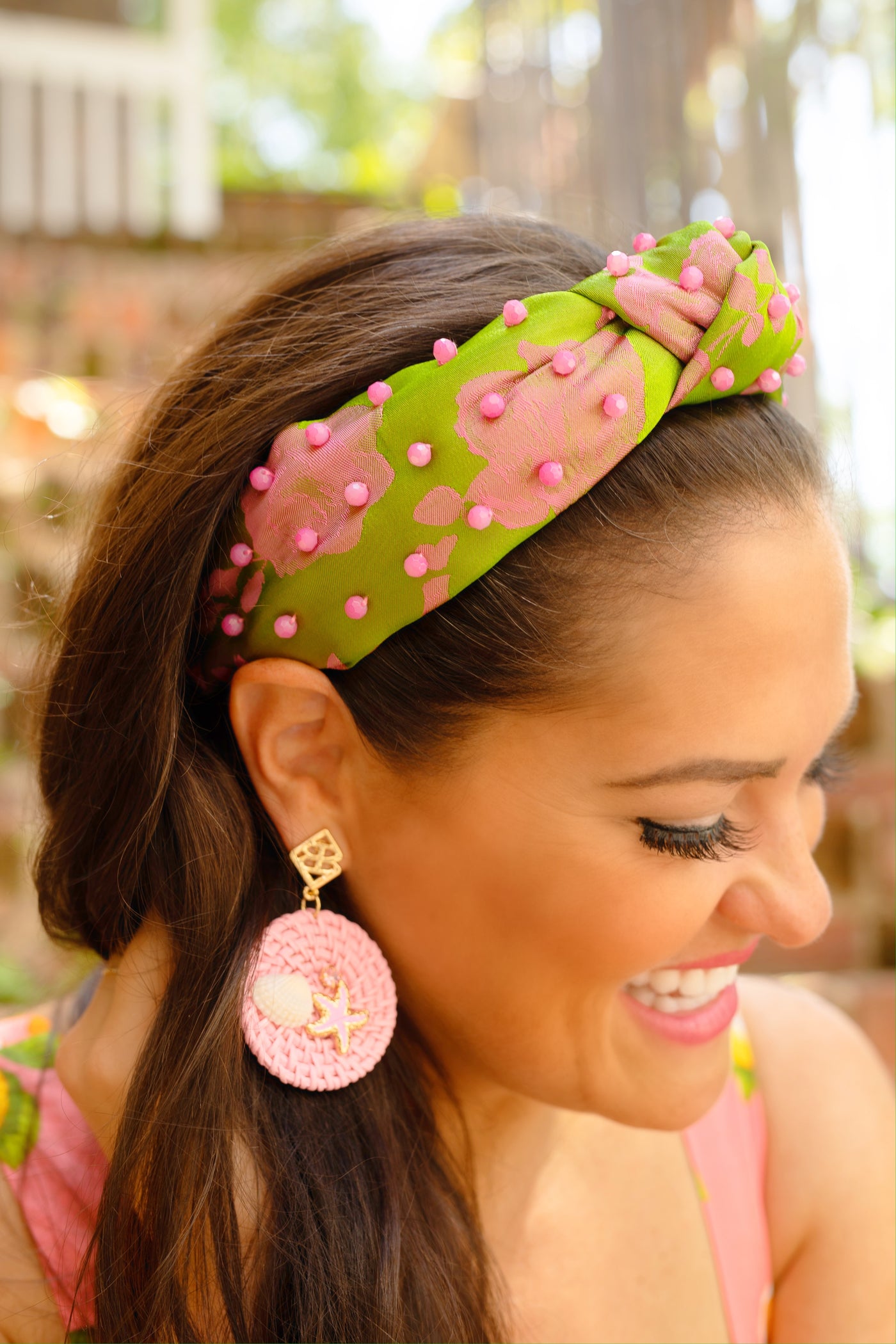 Lime and Rose Silk Headband