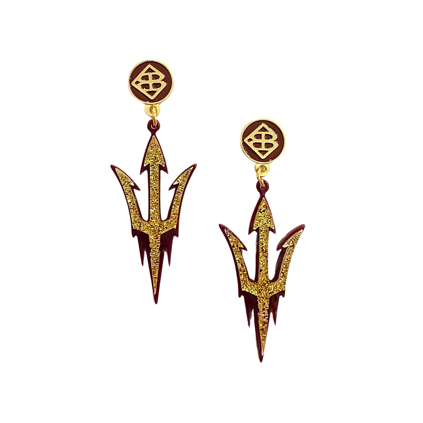 Arizona State Gold Glitter Logo Earrings