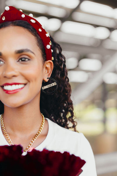 South Carolina GAMECOCKS Black Pavé Hoop Earrings