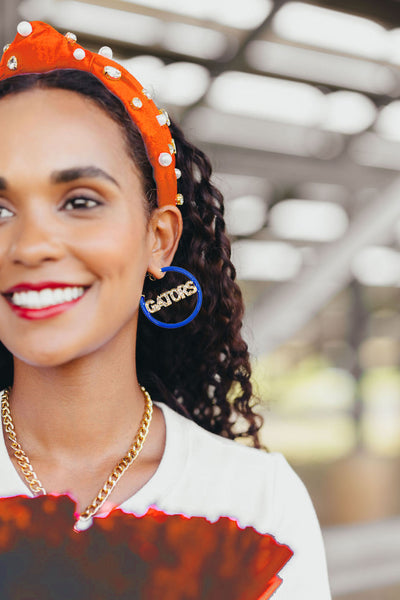 Florida GATORS Blue Pavé Hoop Earrings