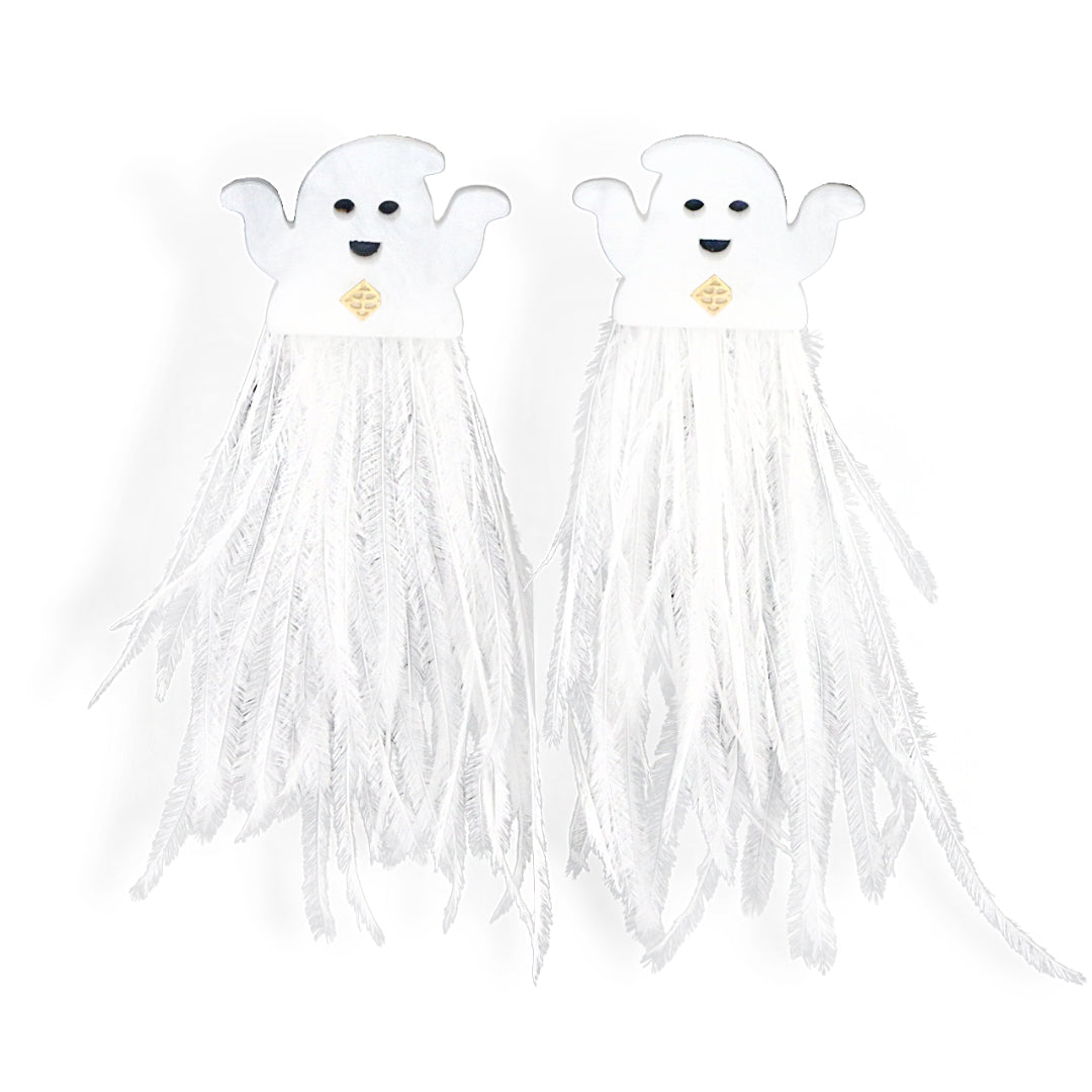 Friendly Ghost Feather Earrings