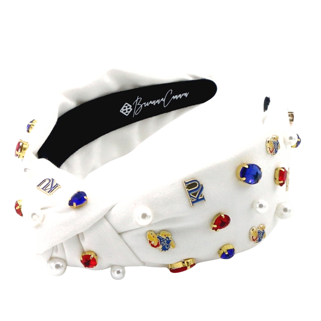 Kansas White Logo Headband