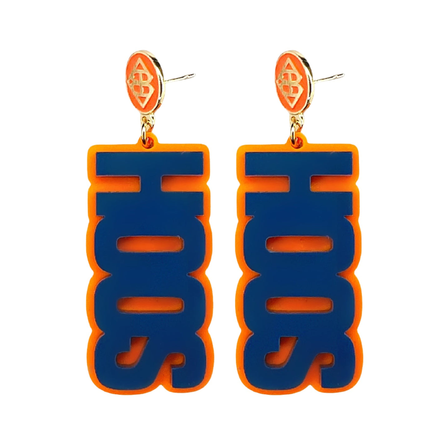 Virginia Navy and Orange HOOS Earrings