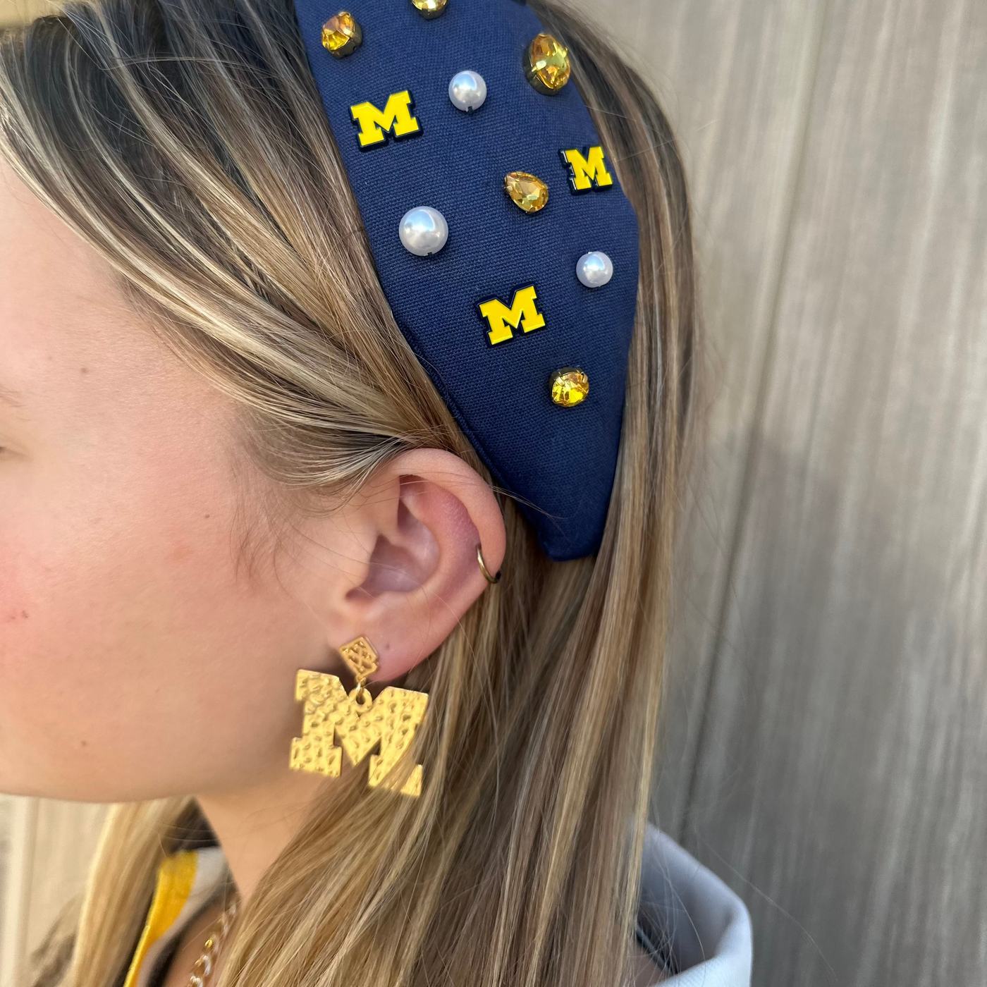 Michigan Gold Logo Earring with BC Logo