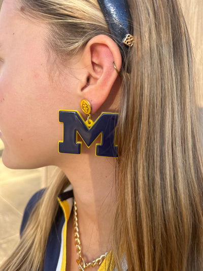 Michigan Blue Logo Earrings