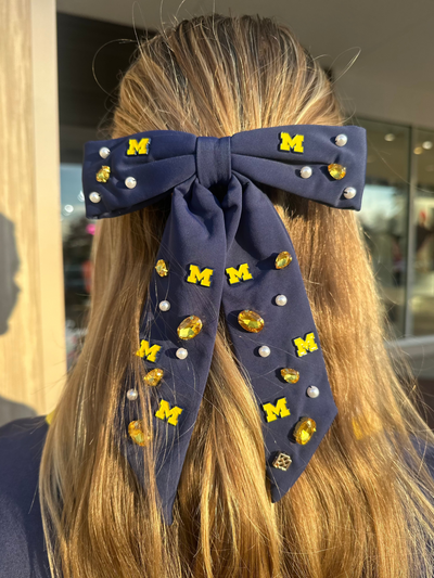 Michigan Navy Bow Barrette