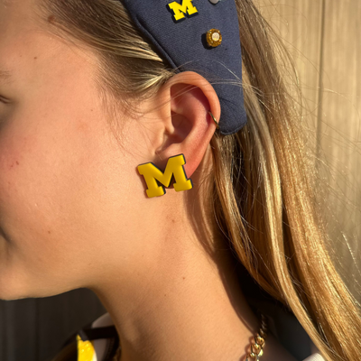 Michigan Maize Logo Stud Earrings