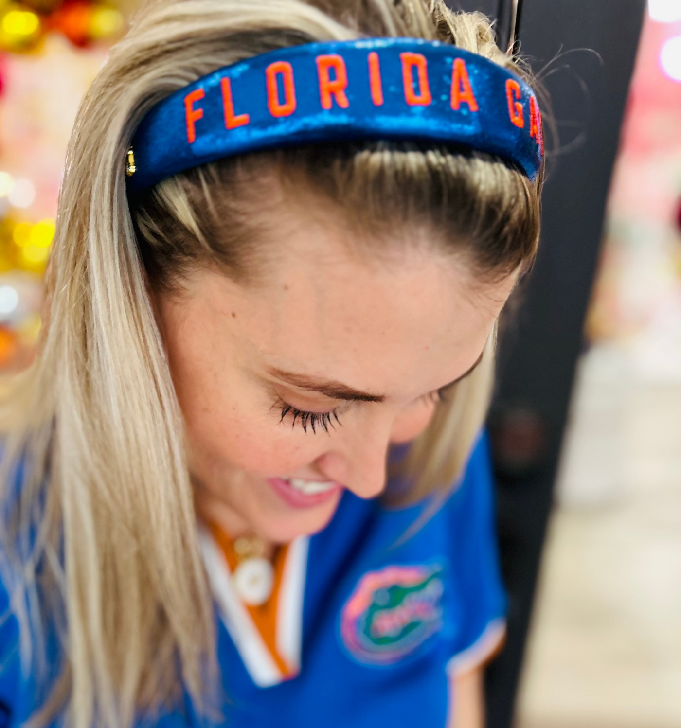 Florida Blue Thin Embroidered Headband