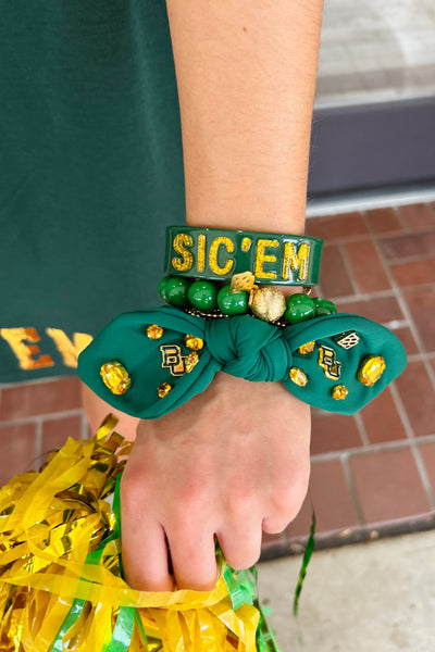 Baylor Green Logo Bow Scrunchie