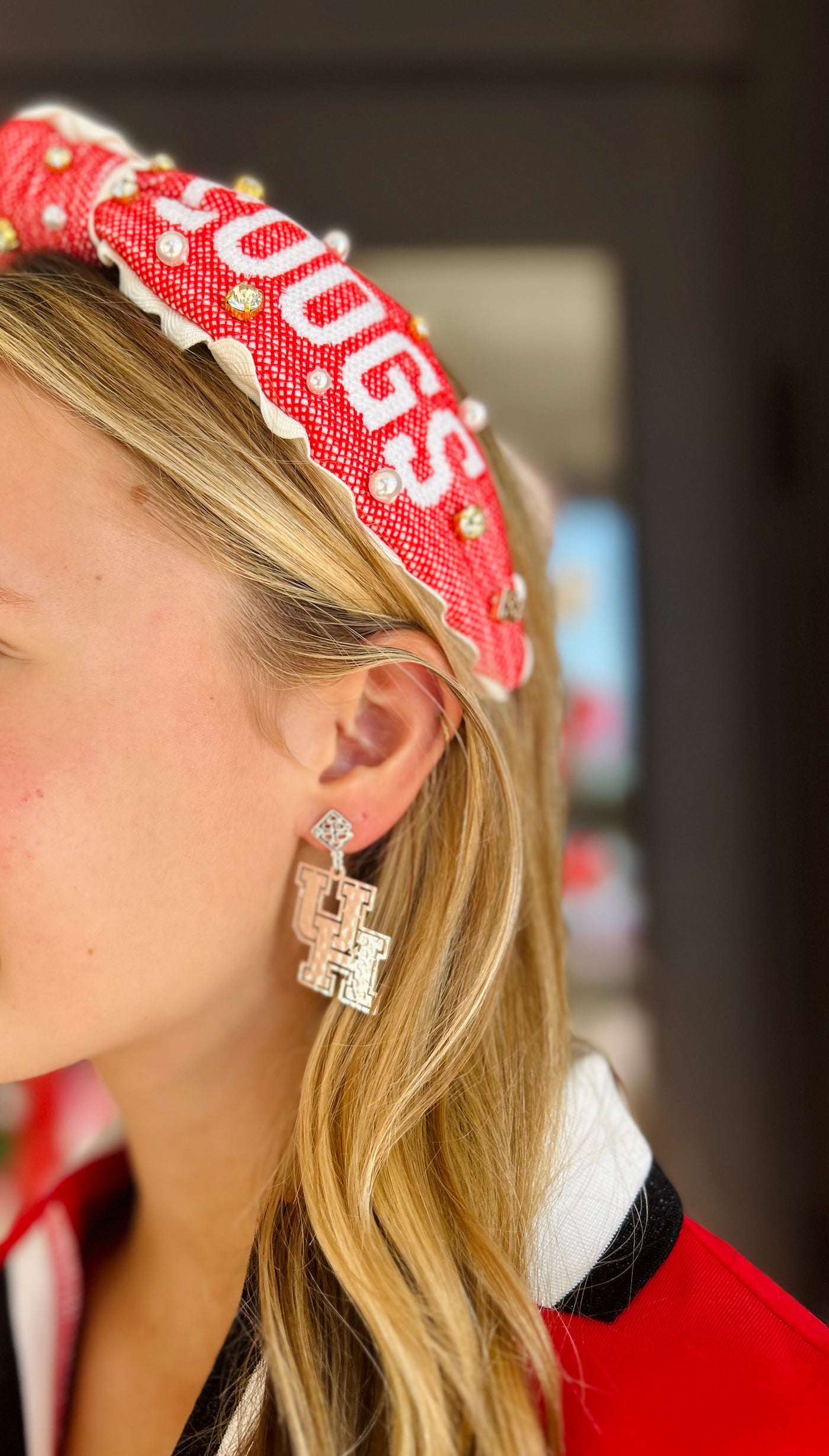 Houston Silver Logo Earring with BC Logo