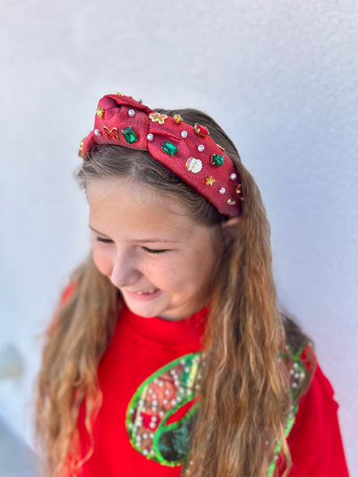 Child Size Red Shimmer Christmas Headband