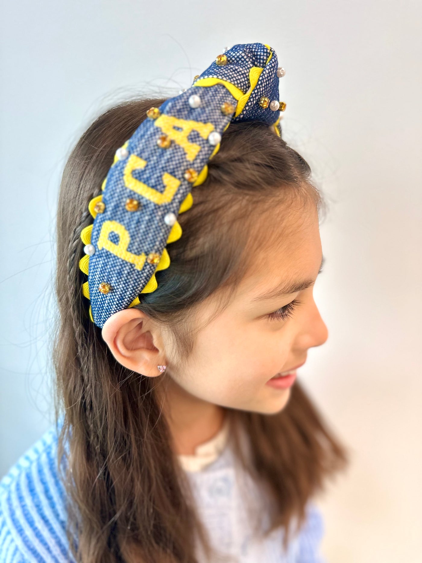 PCA Child Size Cross-stitch Headband With Crystals & Pearls