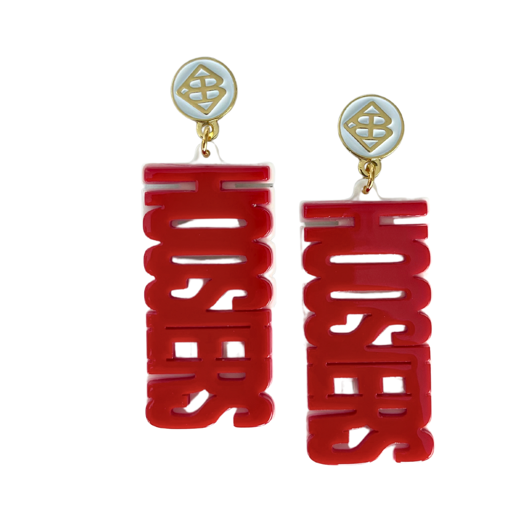 Indiana Crimson & White HOOSIERS Earrings