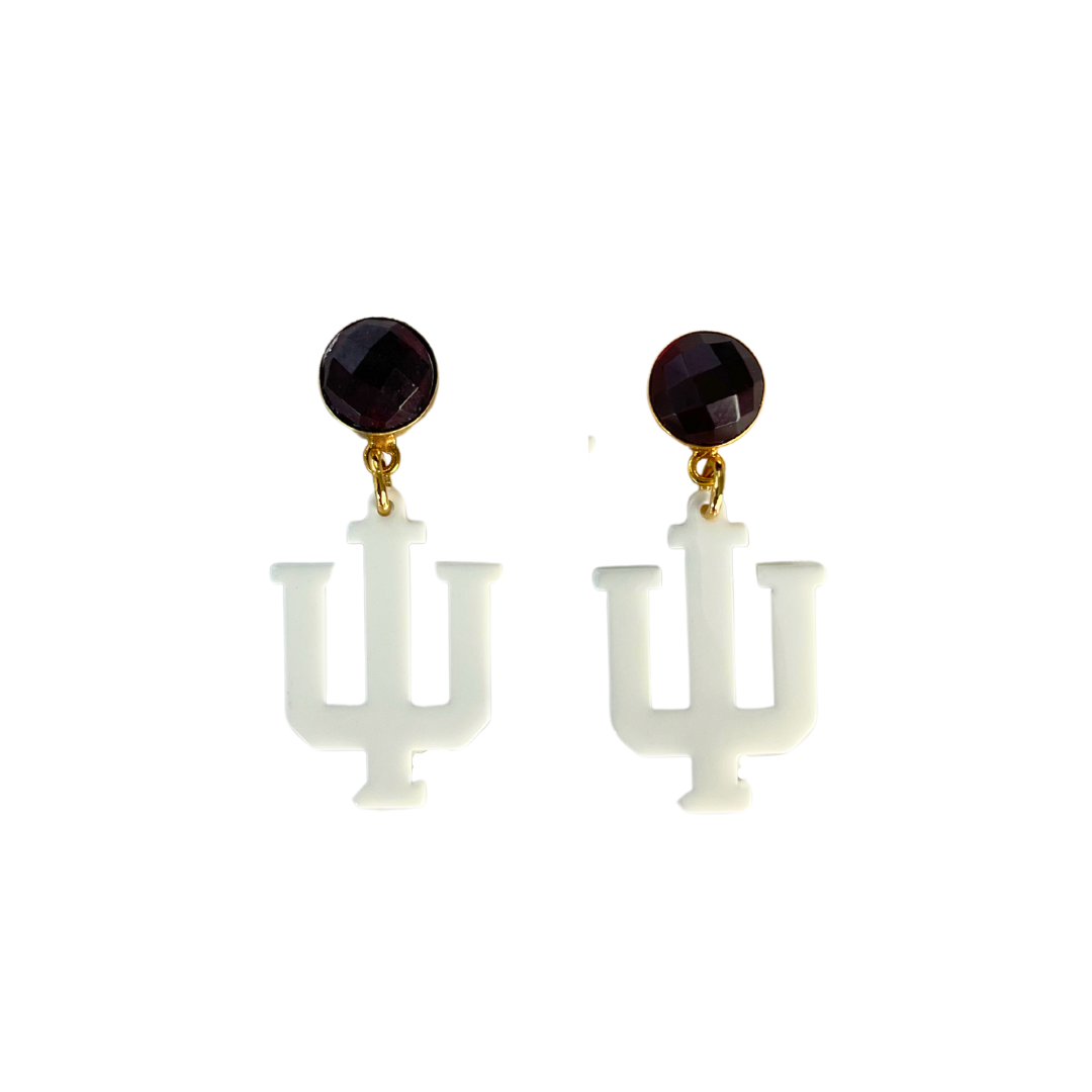 Indiana Mini White Logo Earrings