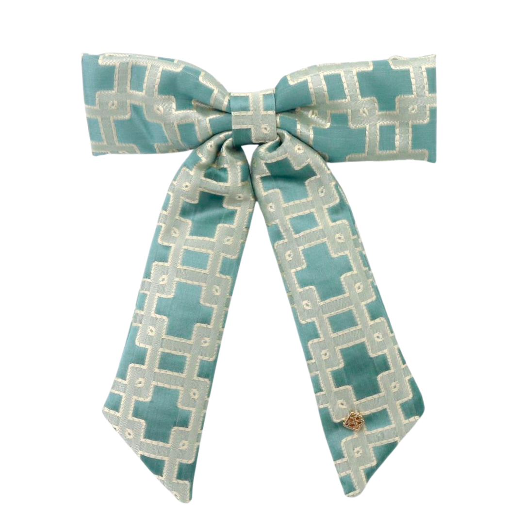 Teal Interlock Bow Barrette