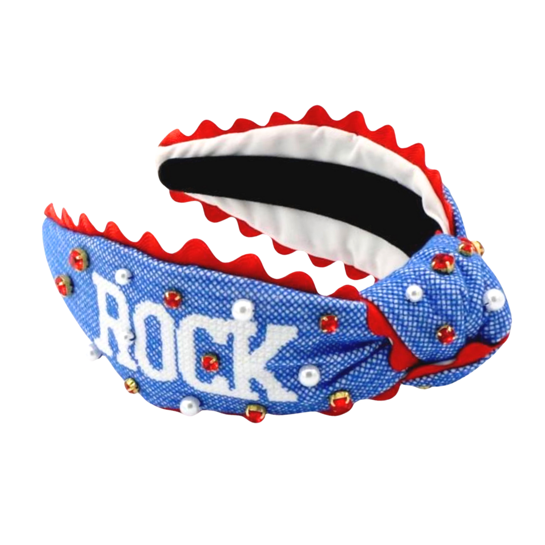 Kansas Adult Size ROCK CHALK Cross Stitch Headband