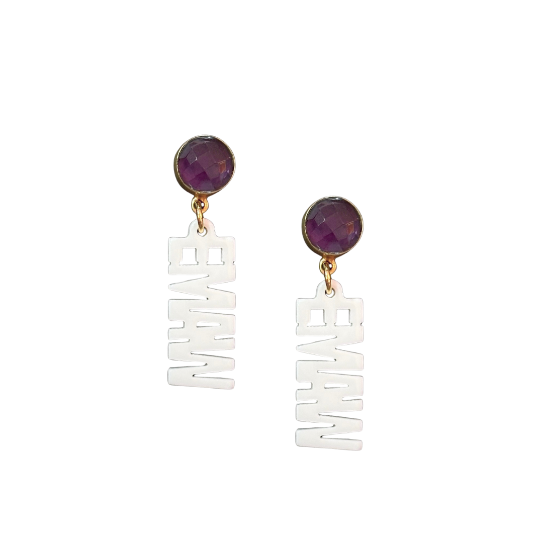 Kansas State Mini White EMAW Earrings