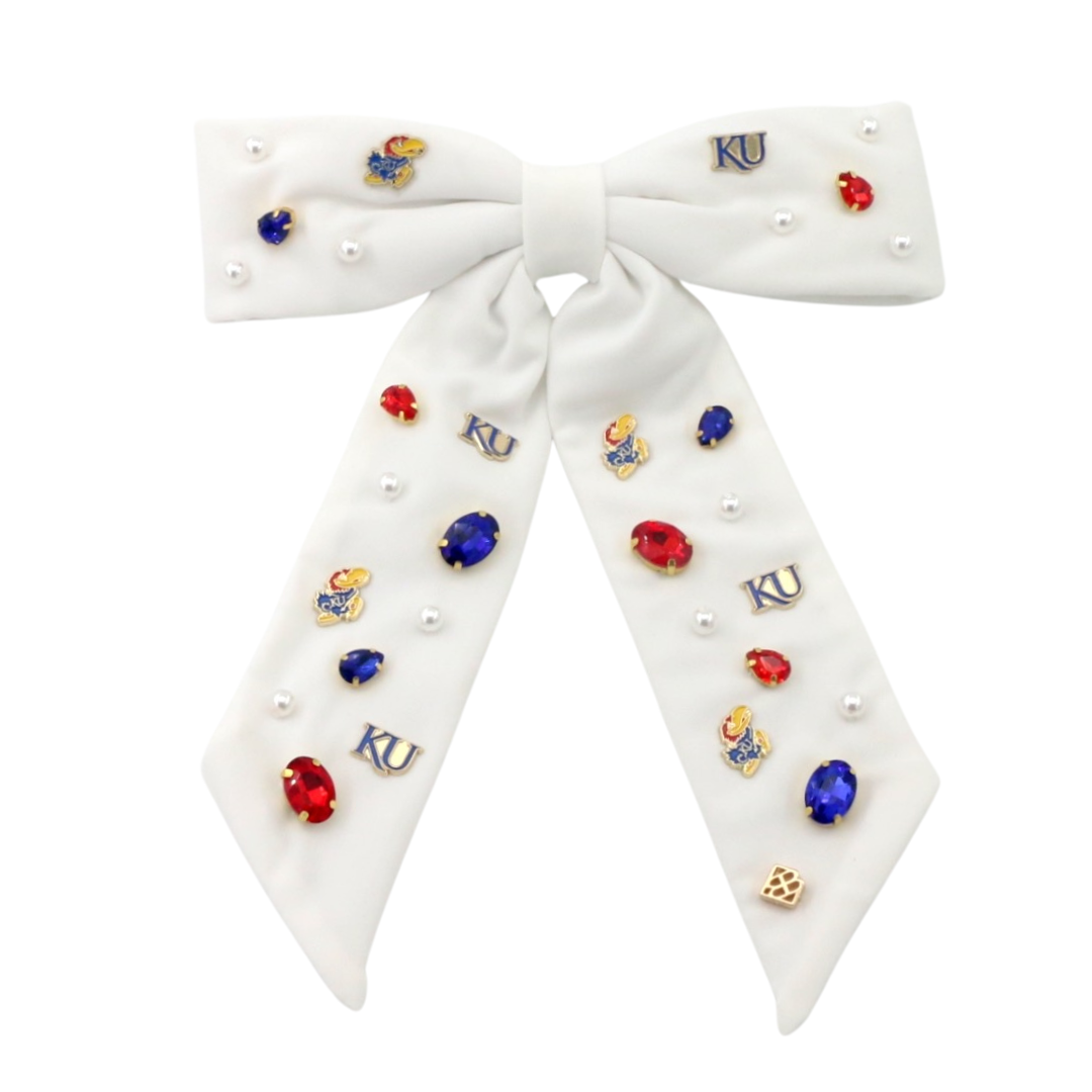 Kansas White Bow Barrette