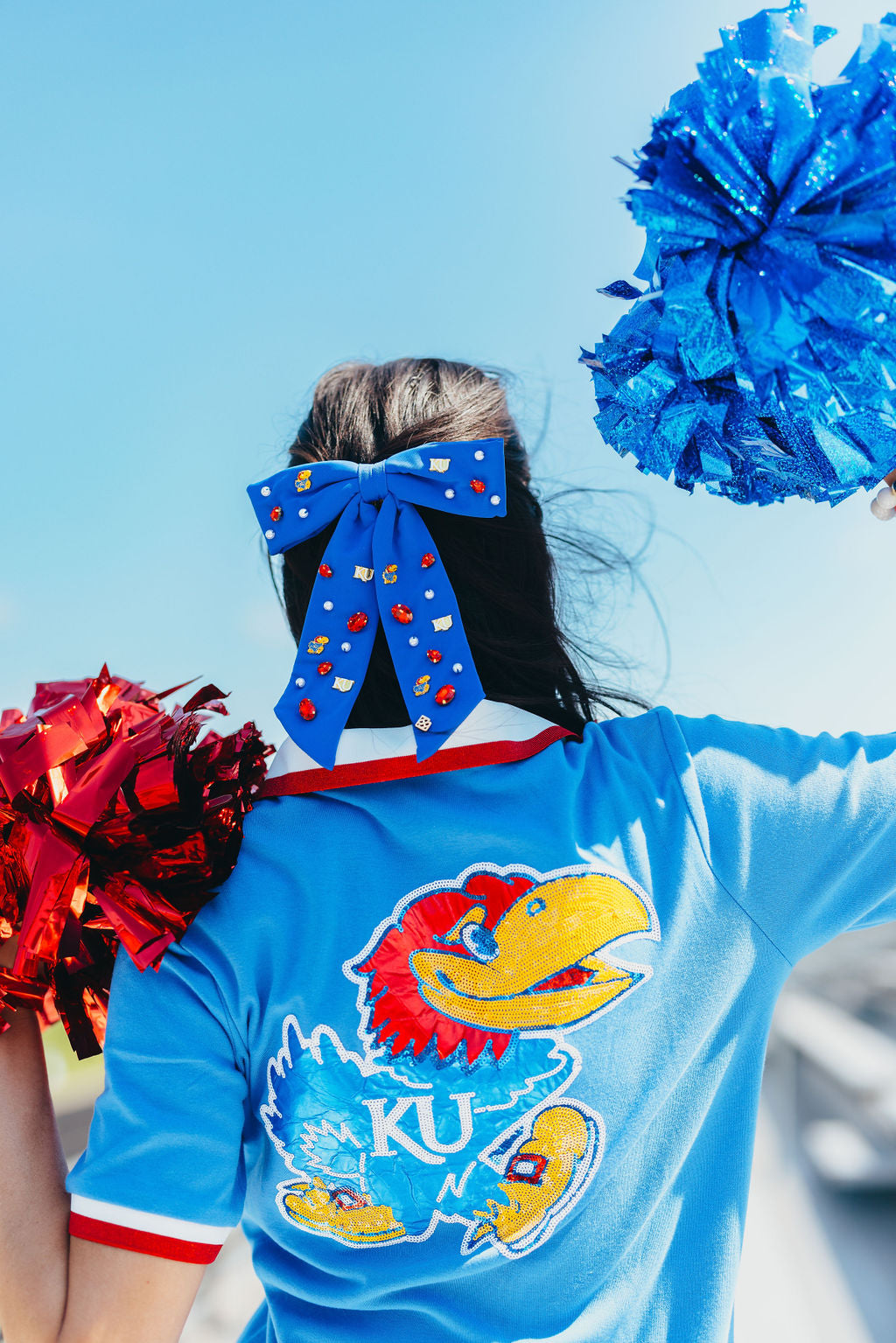 Kansas Blue Bow Barrette