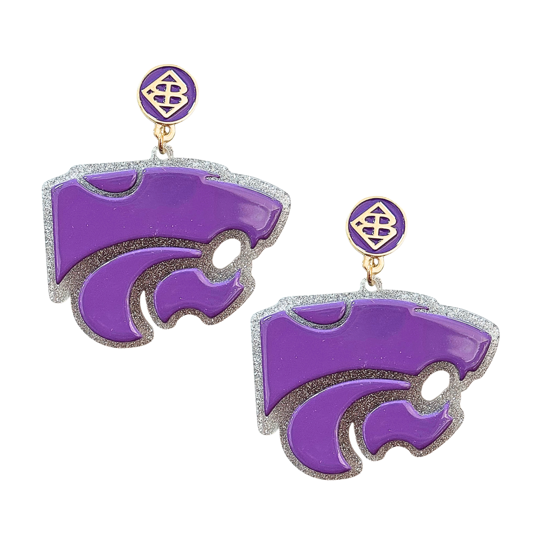 Kansas State Purple Wildcat Earrings